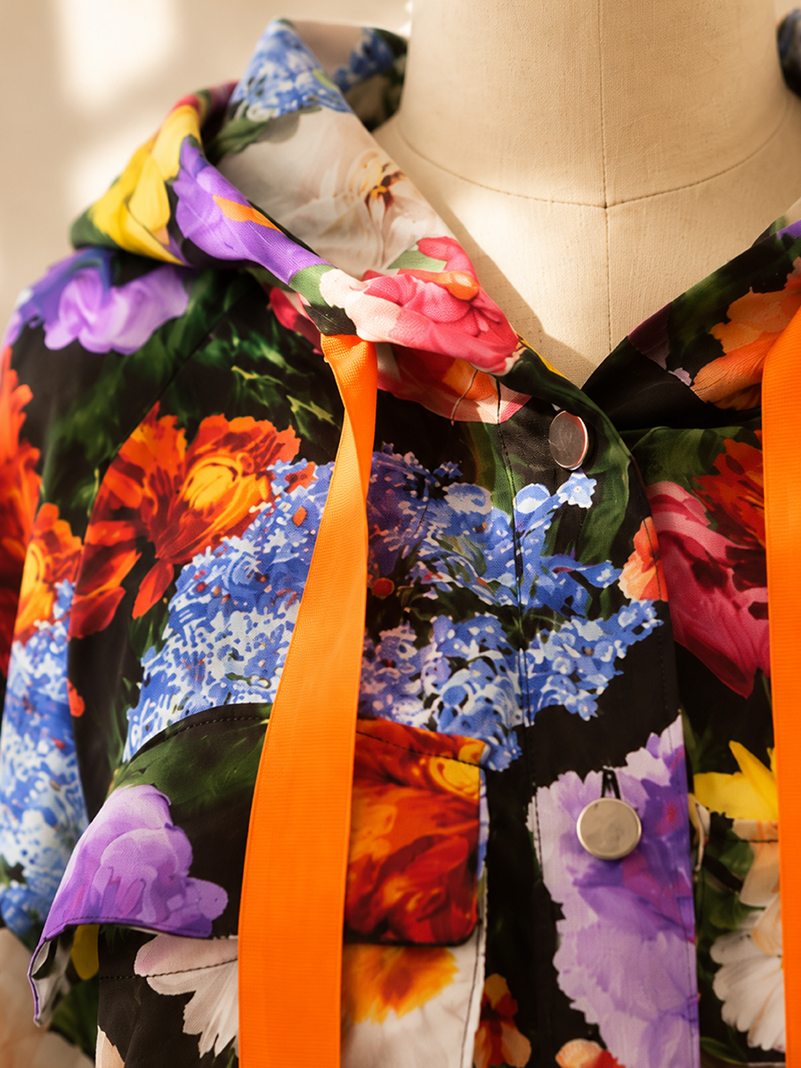 Flower Bomb Drawstring Hoodie