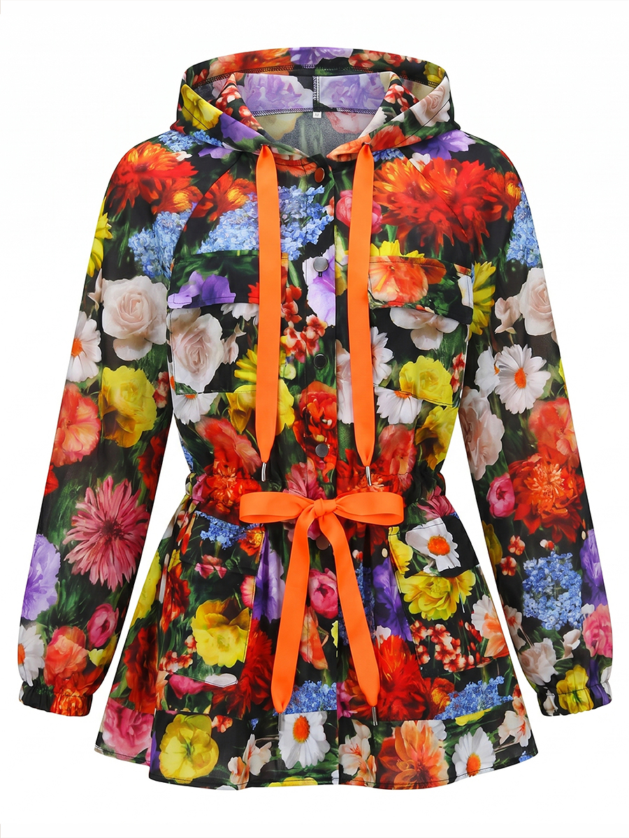 Flower Bomb Drawstring Hoodie view 2