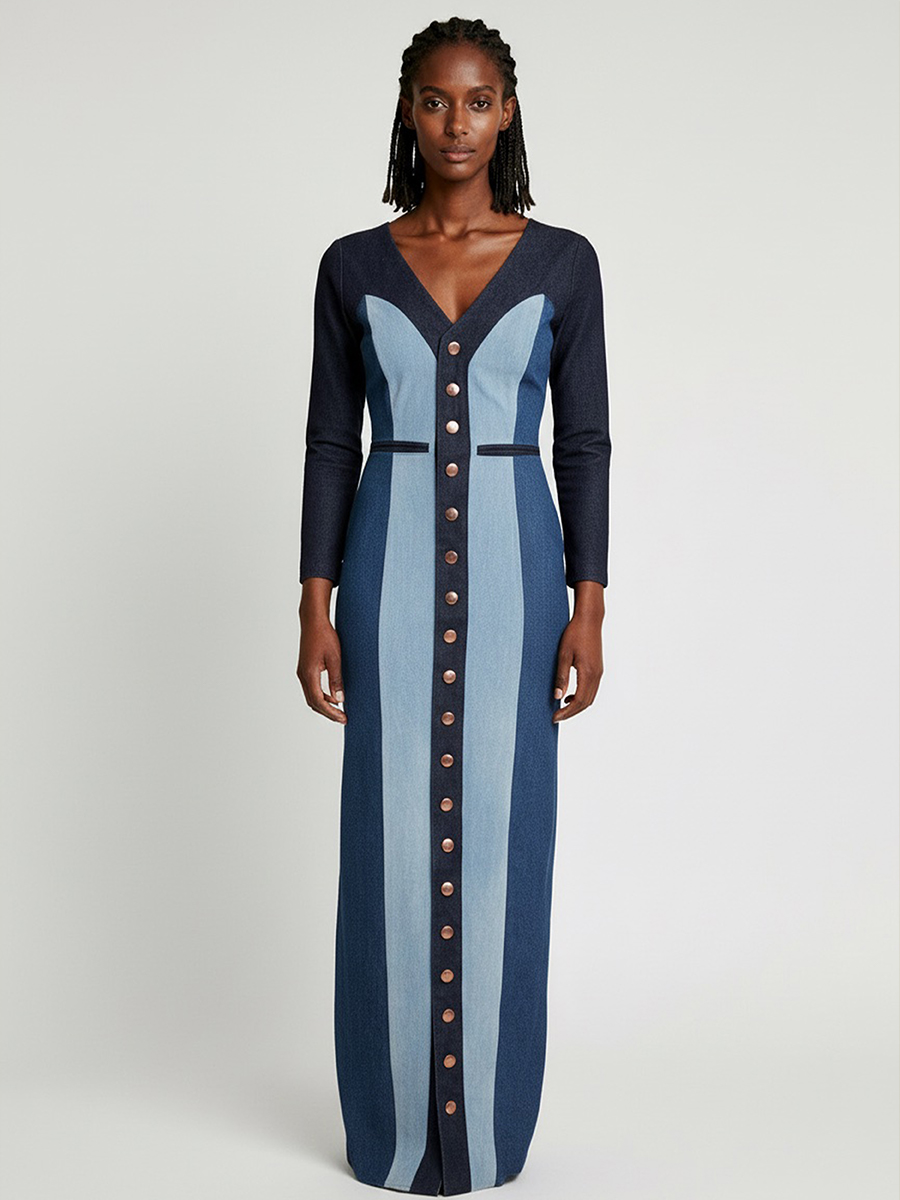 Blue Print Maxi Dress view 4